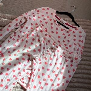 P.J. Salvage White Pajama Set with Pink Heart Print